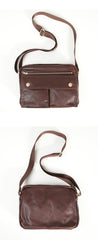 Black Genuine Leather Mens Cool Small Side Bag Messenger Bag Black Courier Bag for Men - iwalletsmen