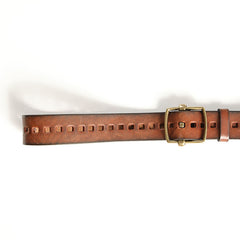 Genuine Leather Black Hollow Fashion Belt Khaki Belt Brown Long Belt Slim Belt for Men - iwalletsmen