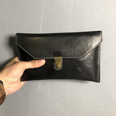 Cool Leather Black Mens Clutch envelope wallet Brown Clutch Wallet Wristlet Wallet for Men - iwalletsmen