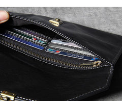 Cool Leather Black Mens Clutch envelope wallet Brown Clutch Wallet Wristlet Wallet for Men - iwalletsmen
