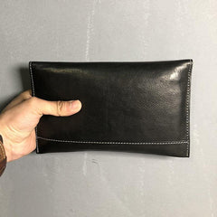 Cool Leather Black Mens Clutch envelope wallet Brown Clutch Wallet Wristlet Wallet for Men - iwalletsmen