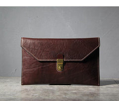 Cool Leather Black Mens Clutch envelope wallet Brown Clutch Wallet Wristlet Wallet for Men - iwalletsmen