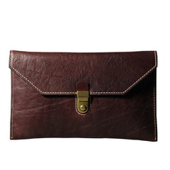 Cool Leather Black Mens Clutch envelope wallet Brown Clutch Wallet Wristlet Wallet for Men - iwalletsmen