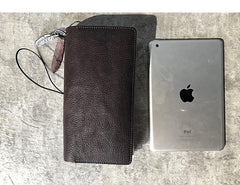 Fashion Leather Black Mens Travel Wallet Notebook Bifold Long Wallet Passport Wallet for Men - iwalletsmen