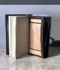 Fashion Leather Black Mens Travel Wallet Notebook Bifold Long Wallet Passport Wallet for Men - iwalletsmen