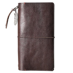 Fashion Leather Black Mens Travel Wallet Notebook Bifold Long Wallet Passport Wallet for Men - iwalletsmen