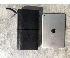Fashion Leather Black Mens Travel Wallet Notebook Bifold Long Wallet Passport Wallet for Men - iwalletsmen