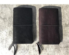 Fashion Leather Black Mens Travel Wallet Notebook Bifold Long Wallet Passport Wallet for Men - iwalletsmen