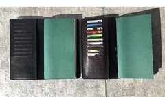 Fashion Leather Black Mens Travel Wallet Notebook Bifold Long Wallet Passport Wallet for Men - iwalletsmen