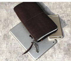 Fashion Leather Black Mens Travel Wallet Notebook Bifold Long Wallet Passport Wallet for Men - iwalletsmen