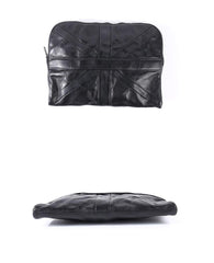 Cool Black Leather Business Mens Clutch Black Hand Bag Great Britain Zipper Clutch Wristlet Large Clutch for Men - iwalletsmen