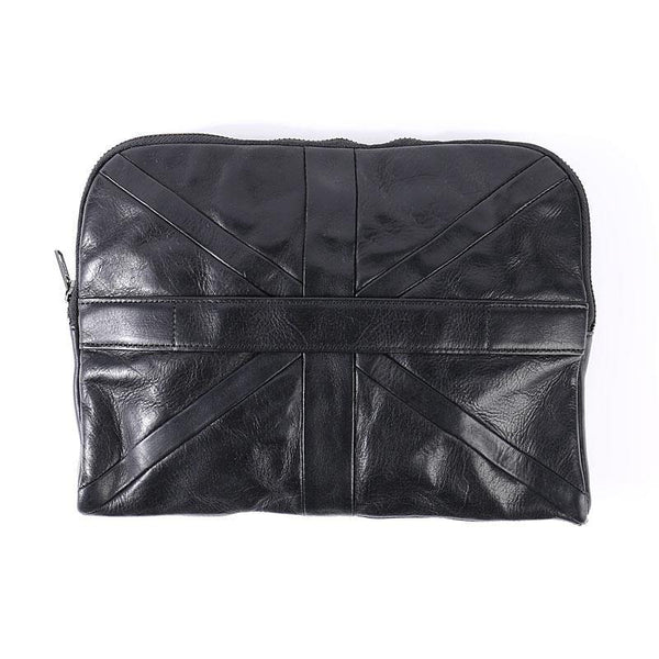 Cool Black Leather Business Mens Clutch Black Hand Bag Great Britain Zipper Clutch Wristlet Large Clutch for Men - iwalletsmen