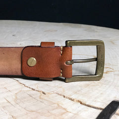 Cool Distressed Coffee Leather Vintage Leather Belt Mens Khaki Leather Mens Belt  Brown Belt for Men - iwalletsmen