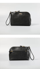 Genuine Leather Black Mens 8 inches Clutch Bag Zipper Tan Clutch Wallet Wristlet Wallet for Men - iwalletsmen