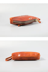 Genuine Leather Black Mens 8 inches Clutch Bag Zipper Tan Clutch Wallet Wristlet Wallet for Men - iwalletsmen