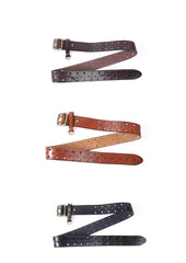 Handmade Leather Mens Casual Black Belt Double Holes Belt Brown Belt For Men - iwalletsmen