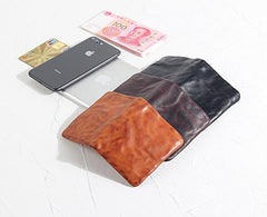 Handmade Leather Mens Cool Black billfold Wallets Small Wallet Men Bifold Wallets Front Pocket Wallet for Men - iwalletsmen