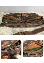 Cool Leather Mens Camouflage Chest Bag Sling Bag Crossbody Pack Black One Shoulder Backpack for men - iwalletsmen