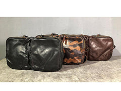 Cool Leather Mens Camouflage Chest Bag Sling Bag Crossbody Pack Black One Shoulder Backpack for men - iwalletsmen