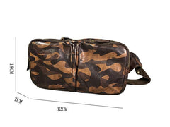 Cool Leather Mens Camouflage Chest Bag Sling Bag Crossbody Pack Black One Shoulder Backpack for men - iwalletsmen