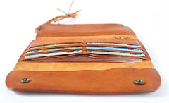 Tan Leather Mens Cool Trifold Chain Wallet Long Leather Chain Wallet Biker Wallet for Men - iwalletsmen