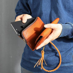 Tan Leather Mens Cool Trifold Chain Wallet Long Leather Chain Wallet Biker Wallet for Men - iwalletsmen