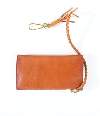 Tan Leather Mens Cool Trifold Chain Wallet Long Leather Chain Wallet Biker Wallet for Men - iwalletsmen