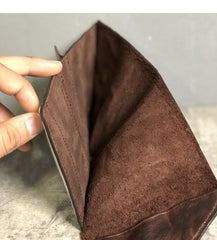 Vintage Genuine Leather Mens billfold Coffee Leather Wallet Men Small Wallets Front Pocket Wallet for Men - iwalletsmen