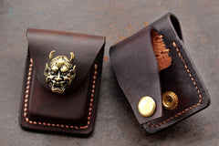 Handmade Brown Leather Mens Zippo Lighter Case With Belt Loop Zippo Standard Lighter Holders For Men - iwalletsmen