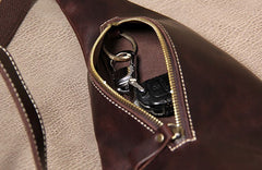 Genuine Brown Mens Cool Sling Bag Leather Vintage Crossbody Bag Chest Bag Travel Bag for men