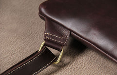 Genuine Brown Mens Cool Sling Bag Leather Vintage Crossbody Bag Chest Bag Travel Bag for men