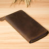 Genuine Cool Leather Mens Clutch Vintage Wallet Double Zipper Clutch Wristlet Bag Wallet for Men