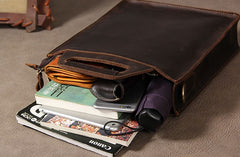 Cool Mens Brown Coffee Handbag Genuine Leather Cool Vintage Shoulder Bag for Men