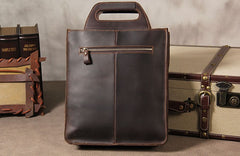 Mens Brown Coffee Handbag Genuine Leather Cool Vintage Shoulder Bag for Men