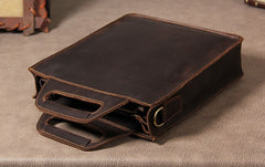 Cool Mens Brown Coffee Handbag Genuine Leather Cool Vintage Shoulder Bag for Men