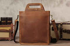 [On Sale] Mens Brown Coffee Handbag Genuine Leather Cool Vintage Shoulder Bag for Men
