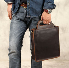 [On Sale] Mens Brown Coffee Handbag Genuine Leather Cool Vintage Shoulder Bag for Men