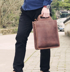 [On Sale] Mens Brown Coffee Handbag Genuine Leather Cool Vintage Shoulder Bag for Men