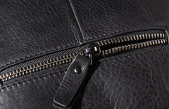 Genuine Leather Mens Black Cool Small Shoulder Bag Messenger Bag Crossbody Bag for Men