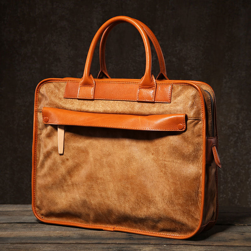 Genuine Leather Mens Briefcase Work Bag Laptop Bag Business Bag for Men