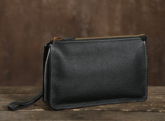 Genuine Leather Mens Clutch Cool Wallet Zipper Clutch Wristlet Bag Wallet for Men