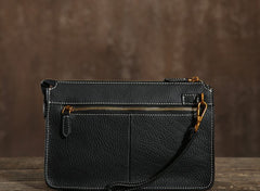 Genuine Leather Mens Clutch Cool Wallet Zipper Clutch Wristlet Bag Wallet for Men