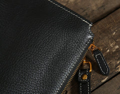 Genuine Leather Mens Clutch Cool Wallet Zipper Clutch Wristlet Bag Wallet for Men