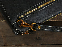 Genuine Leather Mens Clutch Cool Wallet Zipper Clutch Wristlet Bag Wallet for Men