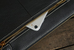 Genuine Leather Mens Clutch Cool Wallet Zipper Clutch Wristlet Bag Wallet for Men