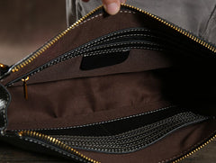 Genuine Leather Mens Clutch Cool Wallet Zipper Clutch Wristlet Bag Wallet for Men