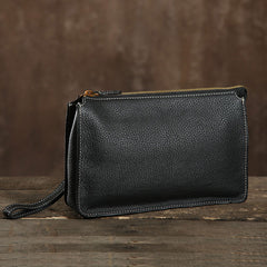 Genuine Leather Mens Clutch Cool Wallet Zipper Clutch Wristlet Bag Wallet for Men
