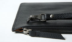 Genuine Leather Mens Clutch Cool Wallet Zipper Clutch Wristlet Bag Wallet for Men