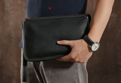 Genuine Leather Mens Clutch Cool Wallet Zipper Clutch Wristlet Bag Wallet for Men
