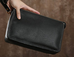 Genuine Leather Mens Clutch Cool Wallet Zipper Clutch Wristlet Bag Wallet for Men